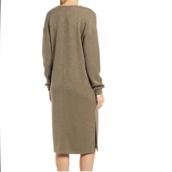 CASLON VNeck Oversized Flowy Midi Sweater Dress Long Green Chunky Goth Large - Picture 3 of 11